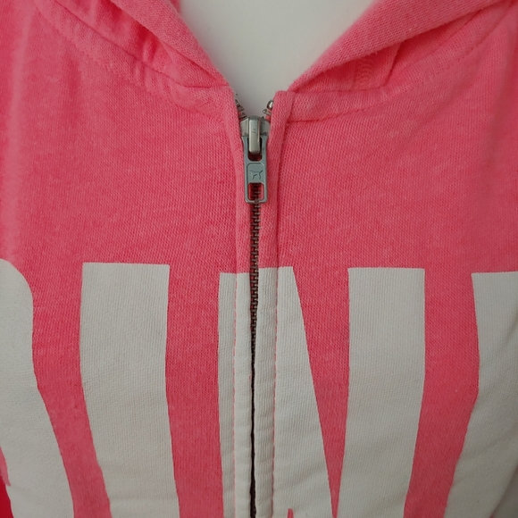 VICTORIA'S SECRET PINK Hot Pink Logo Sweatshirt Full Zip Hoodie Size Small - Picture 4 of 8